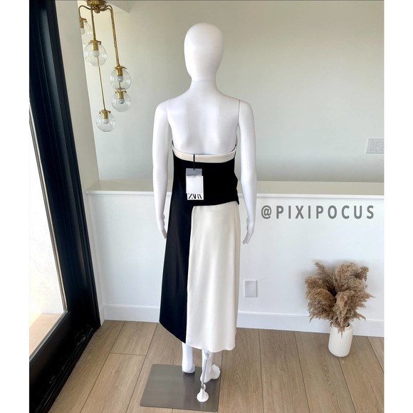 ZARA LIMITED EDITION WOOL BLEND COLORBLOCK MIDI DRESS - Picture 12 of 15